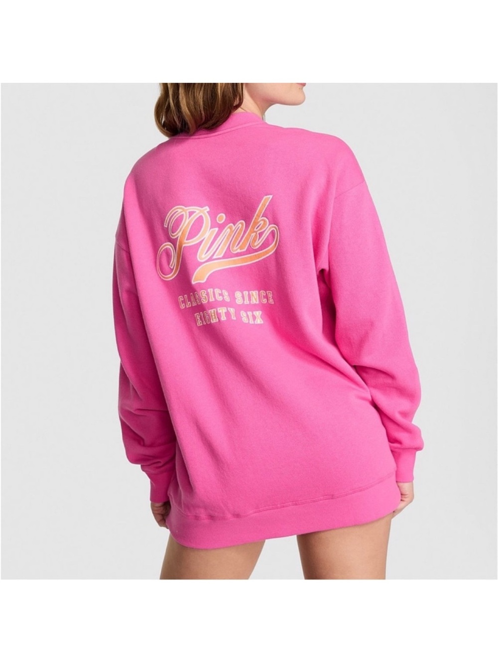 Victoria's Secret PINK ivy fleece oversized crew sweatshirt gossip pink